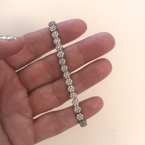 Silver plated Tennis bracelet-like, never worn. Perfect for stacking. - Picture 1 of 2